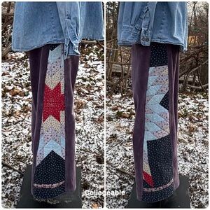 Patchwork Corduroy Pants with Star Design
